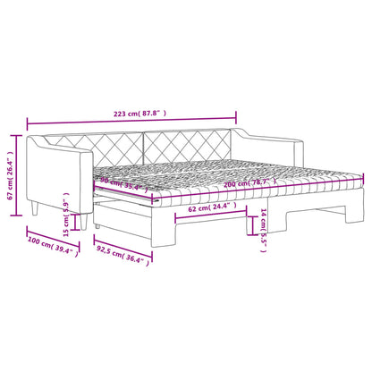 Slaapbank met onderschuifbed en matrassen 90x200 cm stof zwart 90 x 200 cm Zwart met onderschuifbed en matras