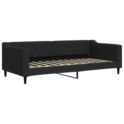 Slaapbank met onderschuifbed en matrassen 90x200 cm stof zwart 90 x 200 cm Zwart met onderschuifbed en matras