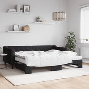 Slaapbank met onderschuifbed 223x100x67 cm zwart