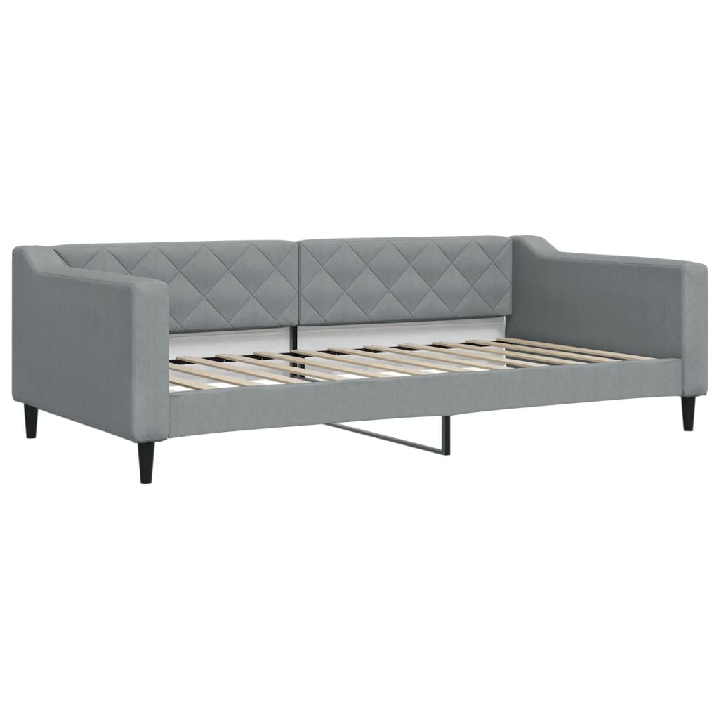 Slaapbank onderschuifbed matrassen 100x200 cm stof lichtgrijs 100 x 200 cm Lichtgrijs