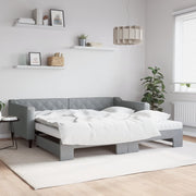 Slaapbank onderschuifbed 100x200 cm stof lichtgrijs