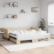 Slaapbank met onderschuifbed 100x200 cm stof crème