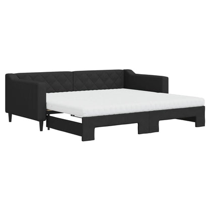 Slaapbank Sen Stof 90 x 190 cm Zwart met onderschuifbed en matras
