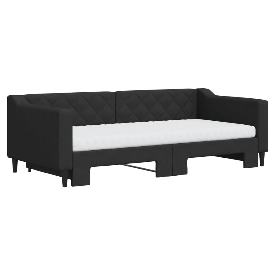 Slaapbank Sen Stof 90 x 190 cm Zwart met onderschuifbed en matras