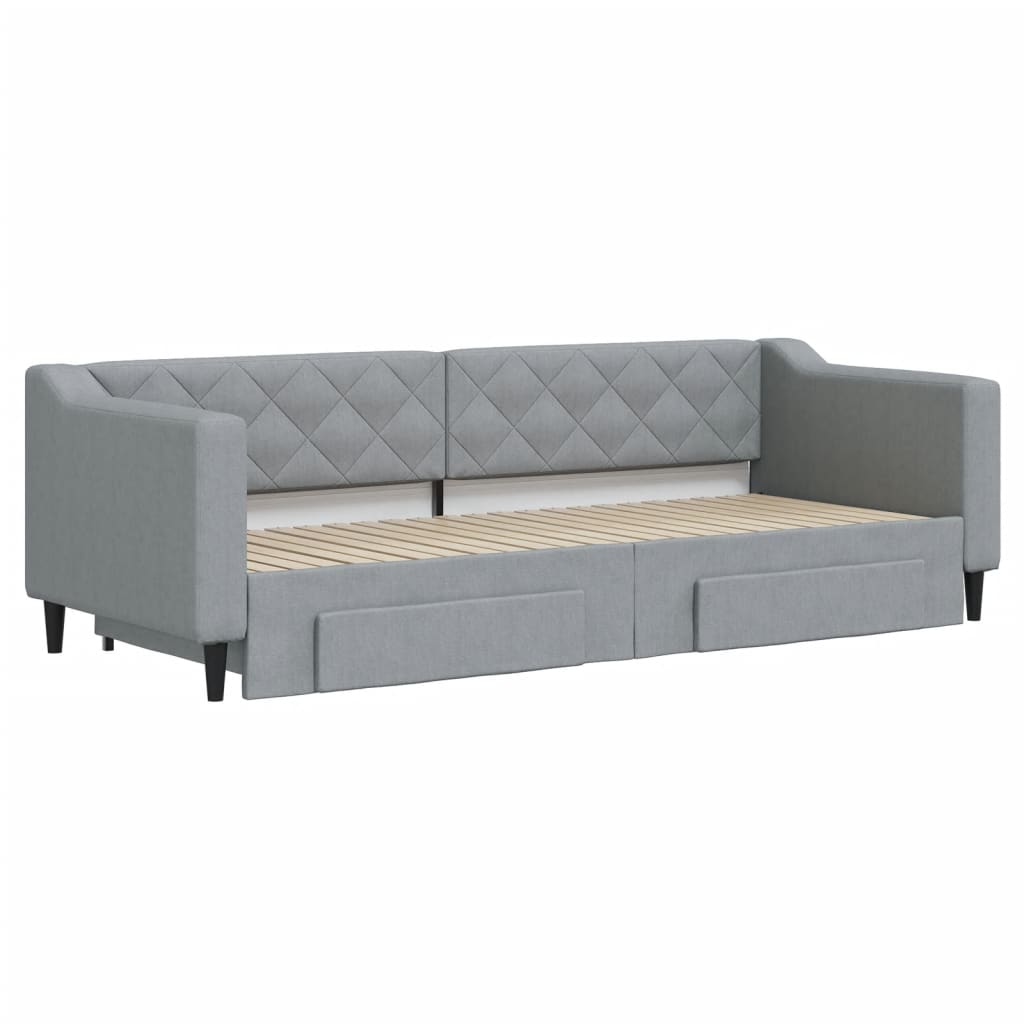 Slaapbank met onderschuifbed en lades 80x200 cm stof lichtgrijs
