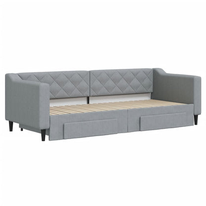 Slaapbank met onderschuifbed en lades 80x200 cm stof lichtgrijs