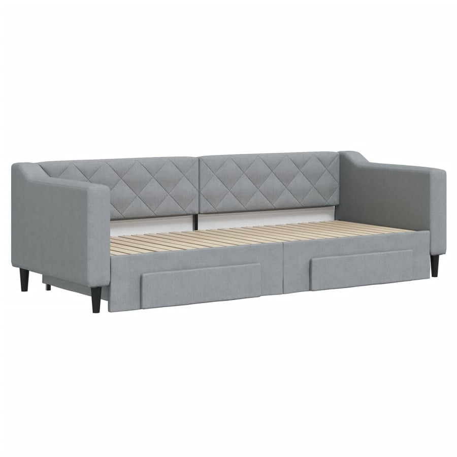Slaapbank met onderschuifbed en lades 80x200 cm stof lichtgrijs