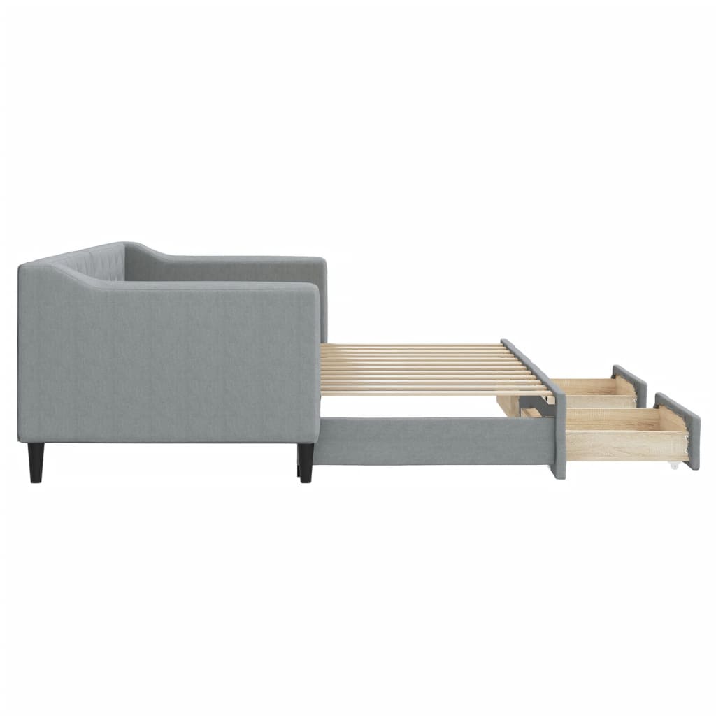 Slaapbank met onderschuifbed en lades 80x200 cm stof lichtgrijs