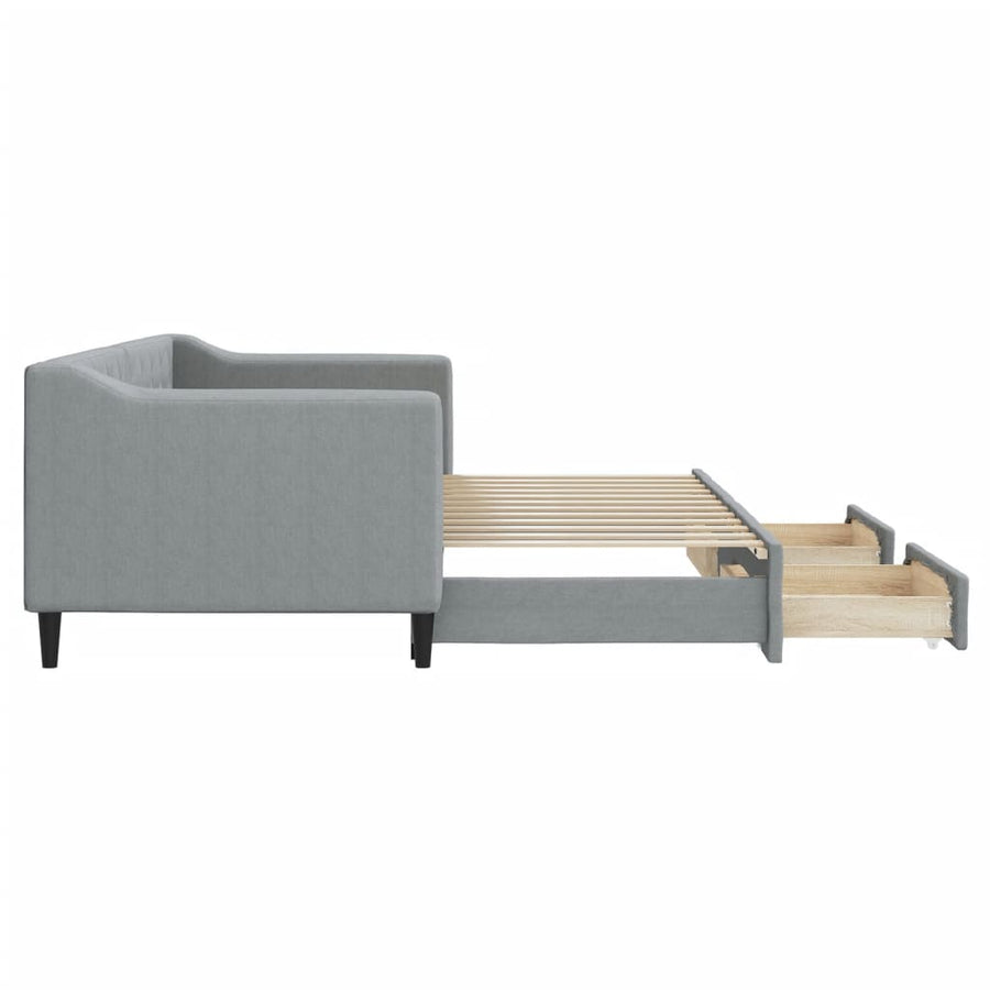 Slaapbank met onderschuifbed en lades 80x200 cm stof lichtgrijs