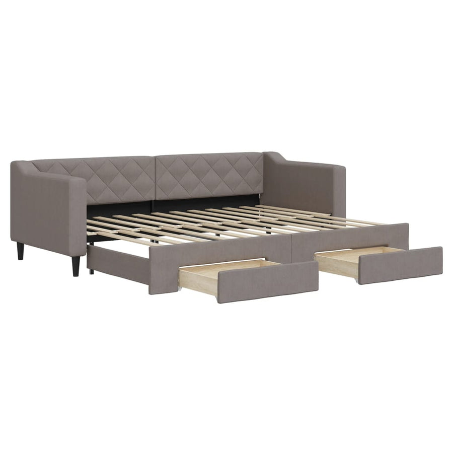 Slaapbank met onderschuifbed en lades 80x200 cm stof taupe 80 x 200 cm Taupe