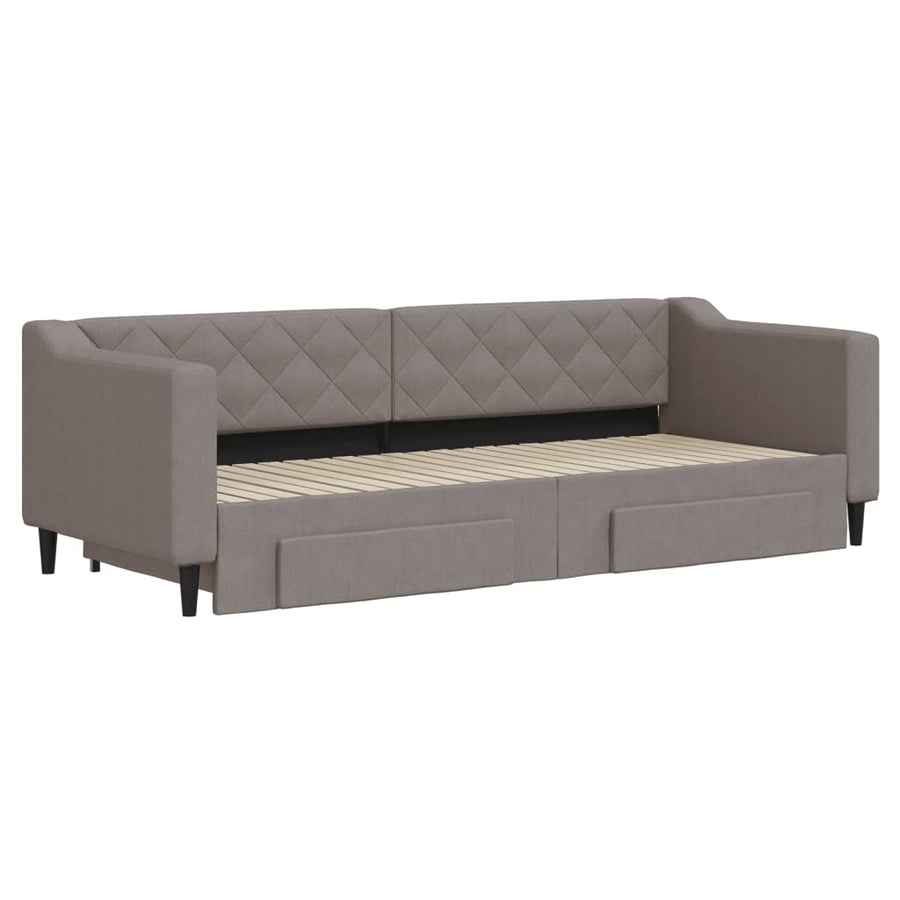 Slaapbank met onderschuifbed en lades 80x200 cm stof taupe 80 x 200 cm Taupe