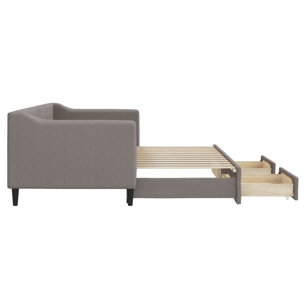 Slaapbank met onderschuifbed en lades 80x200 cm stof taupe 80 x 200 cm Taupe