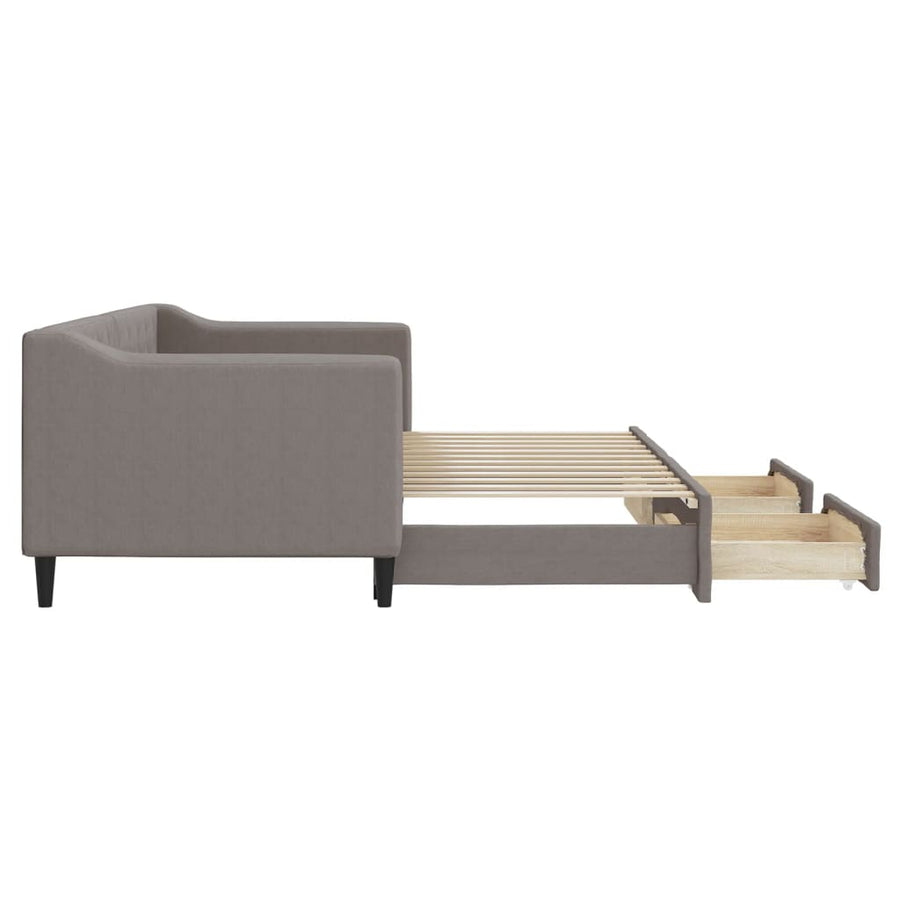 Slaapbank met onderschuifbed en lades 80x200 cm stof taupe 80 x 200 cm Taupe