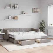 Slaapbank met onderschuifbed en lades 80x200 cm taupe
