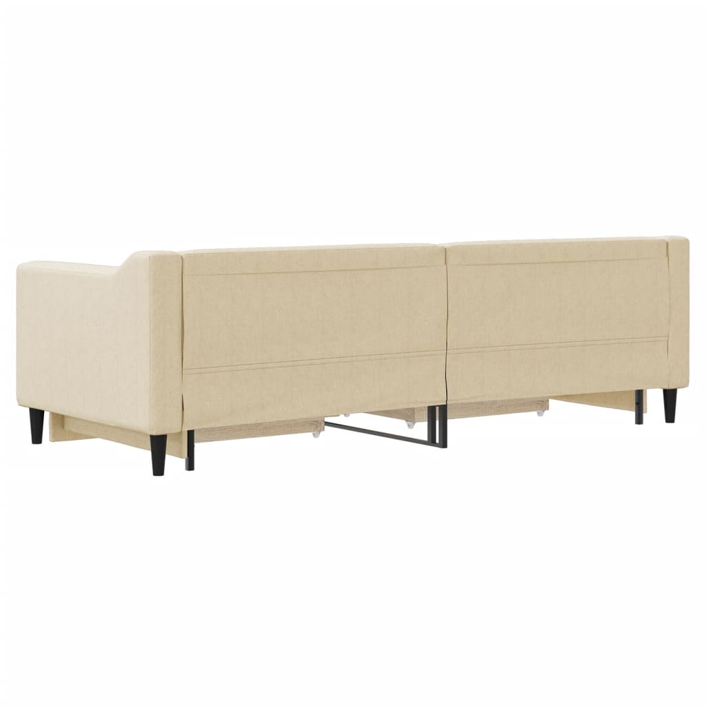 Slaapbank met onderschuifbed en lades 80x200 cm stof crèmekleur 80 x 200 cm Crème