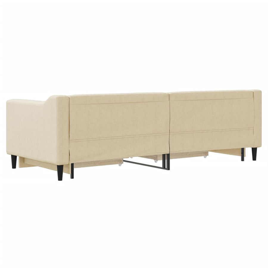 Slaapbank met onderschuifbed en lades 80x200 cm stof crèmekleur 80 x 200 cm Crème