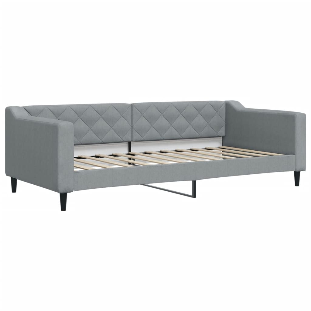 Slaapbank met onderschuifbed en lades 90x200 cm stof lichtgrijs 90 x 200 cm Lichtgrijs