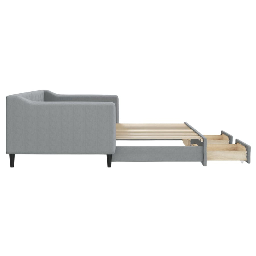 Slaapbank met onderschuifbed en lades 90x200 cm stof lichtgrijs 90 x 200 cm Lichtgrijs