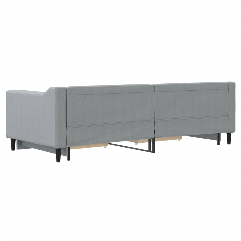 Slaapbank met onderschuifbed en lades 90x200 cm stof lichtgrijs 90 x 200 cm Lichtgrijs