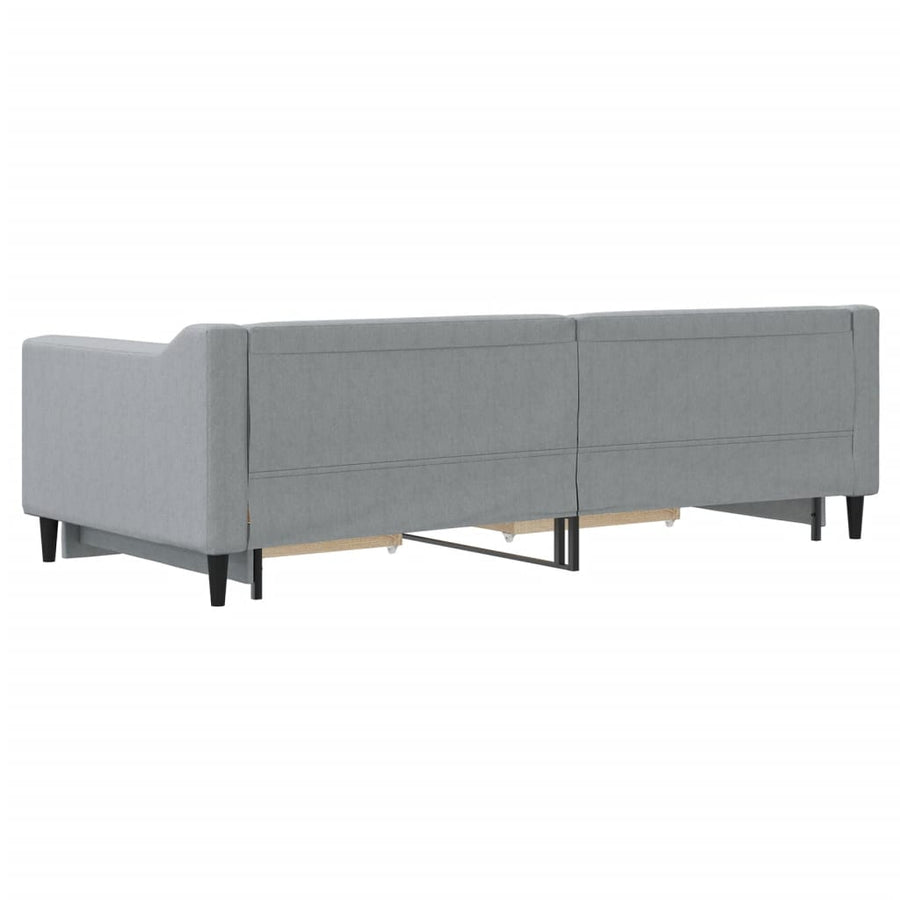 Slaapbank met onderschuifbed en lades 90x200 cm stof lichtgrijs 90 x 200 cm Lichtgrijs