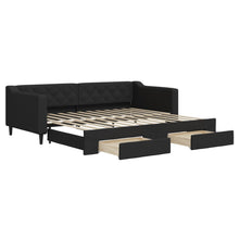 Slaapbank met onderschuifbed en lades 90x200 cm stof zwart 90 x 200 cm Zwart met onderschuifbed en lade