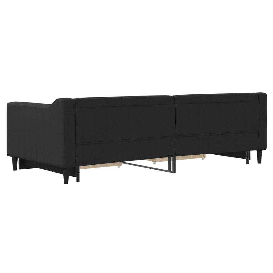 Slaapbank met onderschuifbed en lades 90x200 cm stof zwart 90 x 200 cm Zwart met onderschuifbed en lade