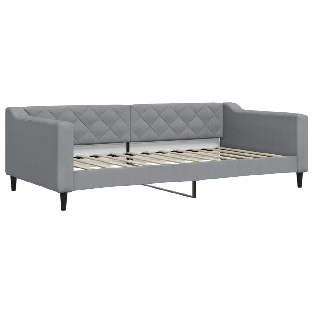Slaapbank onderschuifbed en lades 100x200 cm stof lichtgrijs 100 x 200 cm Lichtgrijs met onderschuifbed en lade