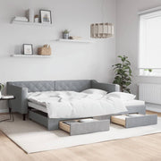 Slaapbank onderschuifbed met lades 100x200 cm lichtgrijs