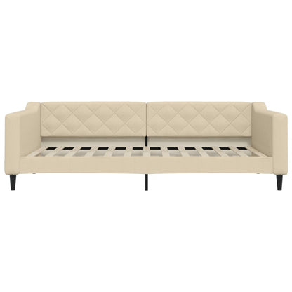 Slaapbank met onderschuifbed en lades 100x200 cm stof crème 100 x 200 cm Crème met onderschuifbed en lade