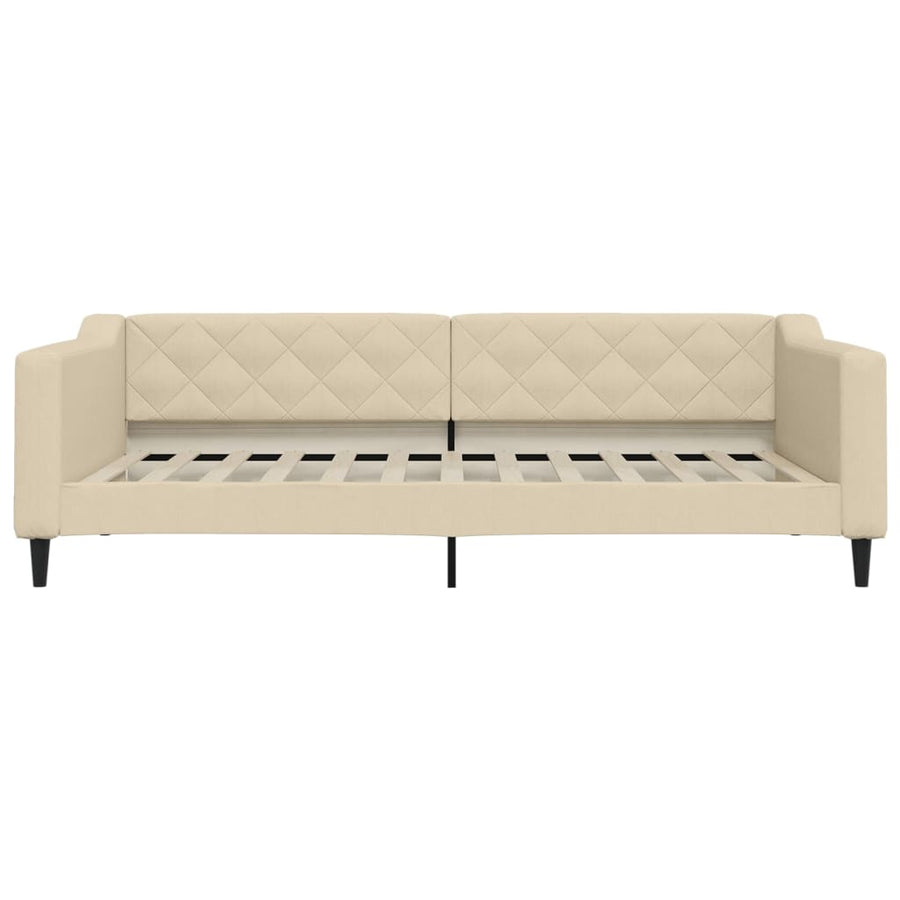 Slaapbank met onderschuifbed en lades 100x200 cm stof crème 100 x 200 cm Crème met onderschuifbed en lade