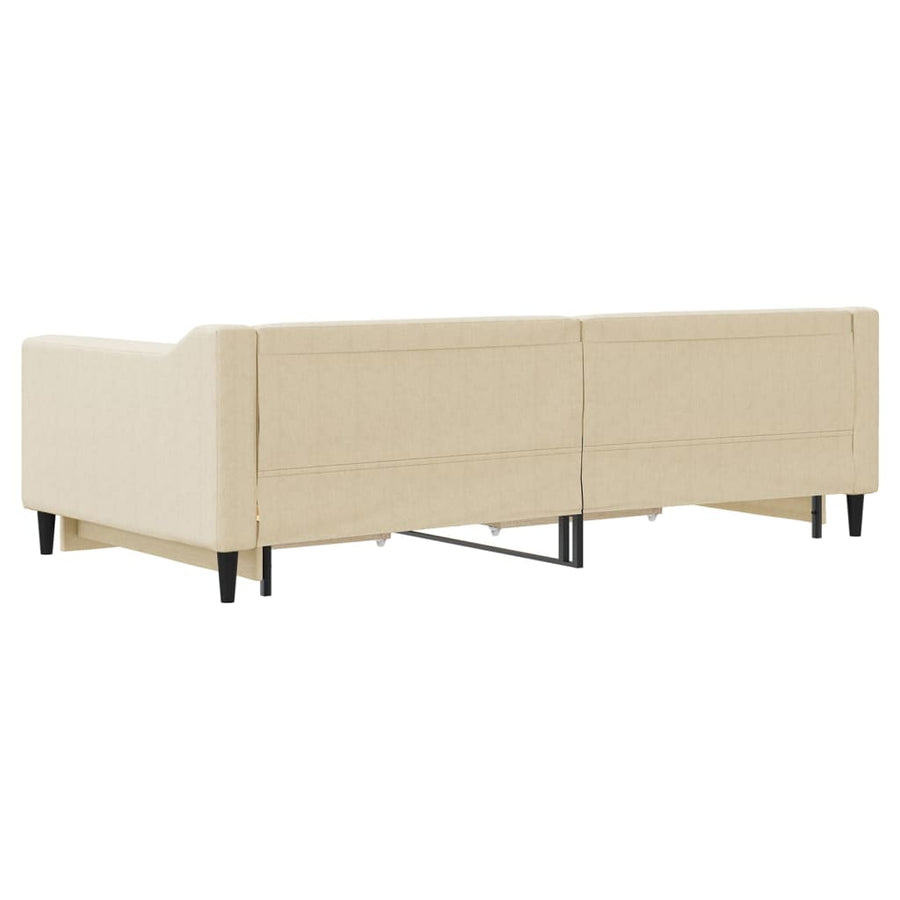 Slaapbank met onderschuifbed en lades 100x200 cm stof crème 100 x 200 cm Crème met onderschuifbed en lade
