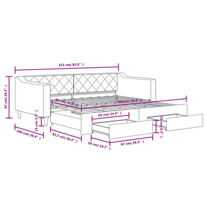 Slaapbank S Stof 90 x 190 cm Zwart met onderschuifbed en lade