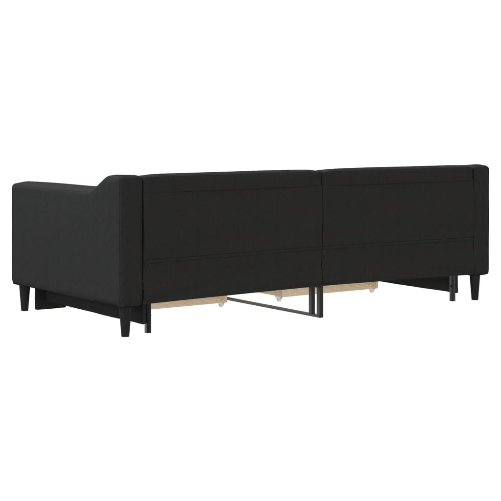 Slaapbank S Stof 90 x 190 cm Zwart met onderschuifbed en lade