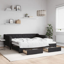 Slaapbank S Stof 90 x 190 cm Zwart met onderschuifbed en lade