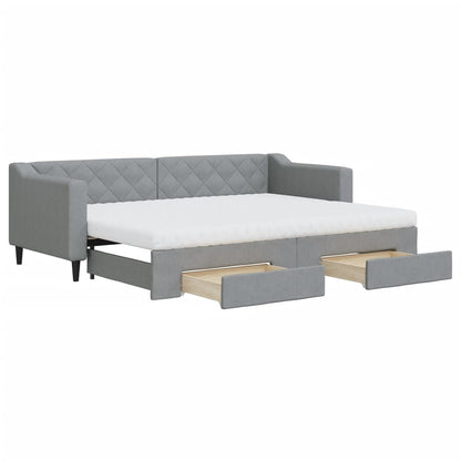 Slaapbank met onderschuifbed en lades 80x200 cm stof lichtgrijs