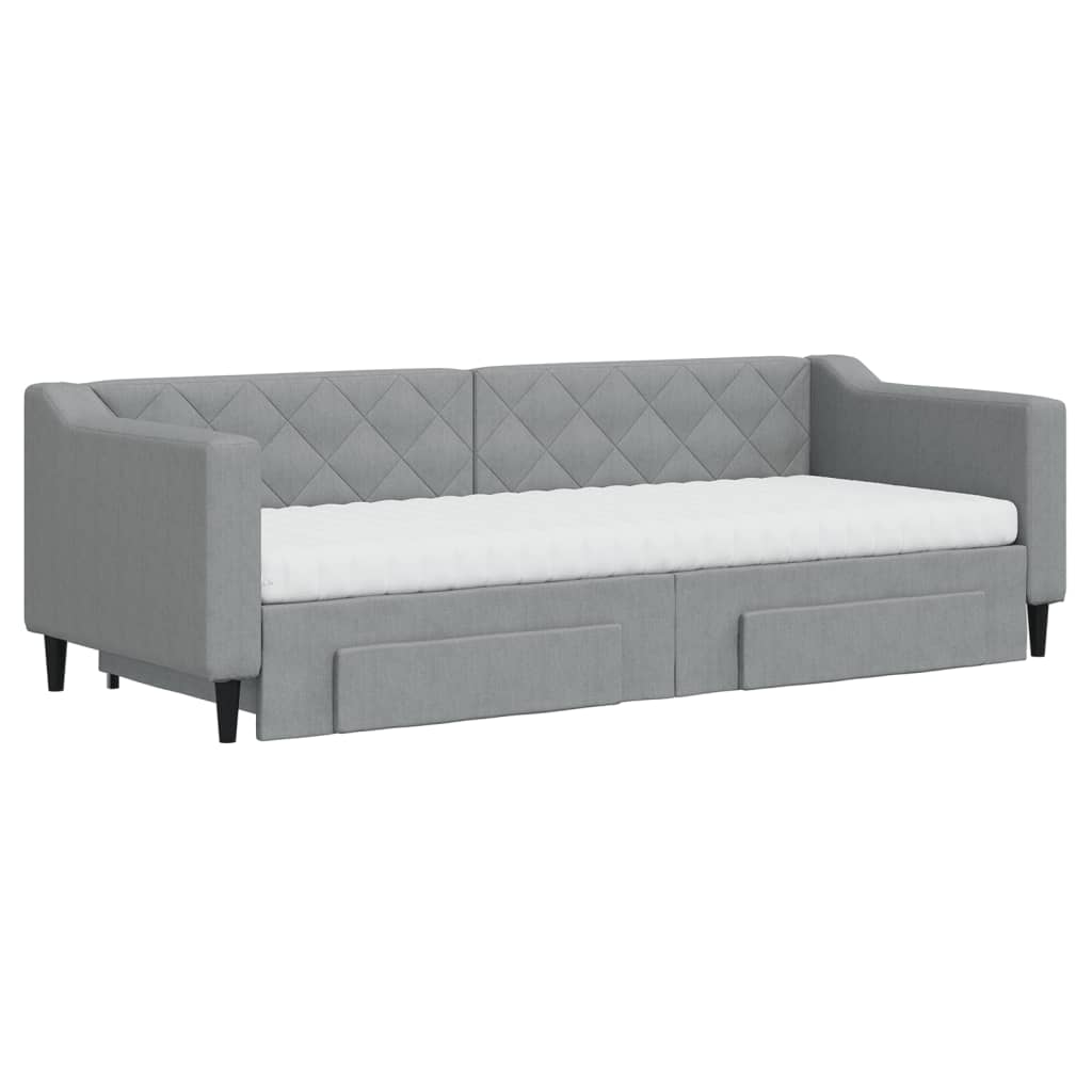 Slaapbank met onderschuifbed en lades 80x200 cm stof lichtgrijs