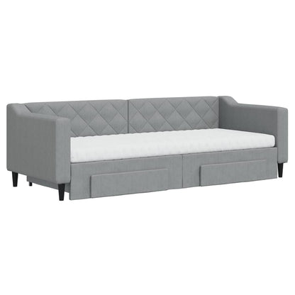 Slaapbank met onderschuifbed en lades 80x200 cm stof lichtgrijs