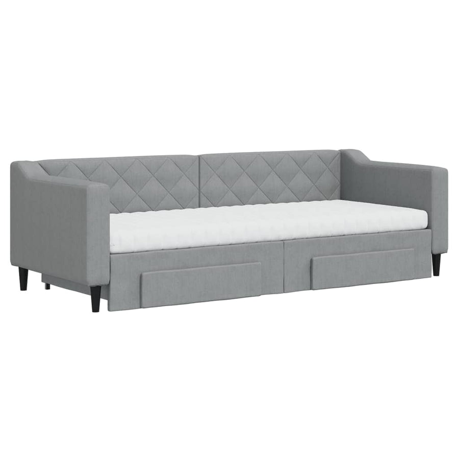 Slaapbank met onderschuifbed en lades 80x200 cm stof lichtgrijs