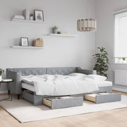 Slaapbank onderschuifbed lades 80x200 cm lichtgrijs