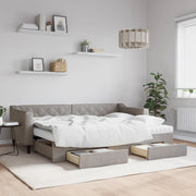 Slaapbank met onderschuifbed en lades 80x200 cm taupe