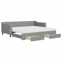 Slaapbank met onderschuifbed en lades 90x200 cm stof lichtgrijs 90 x 200 cm Lichtgrijs