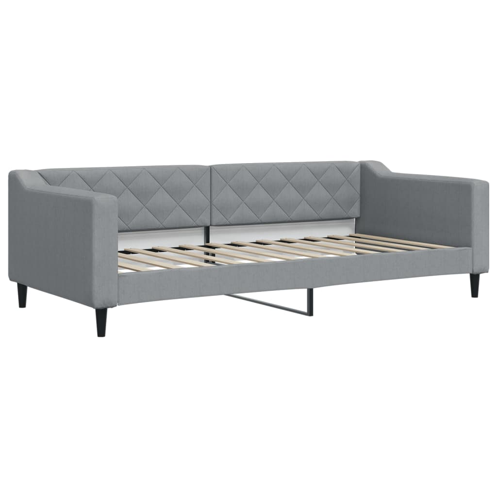 Slaapbank met onderschuifbed en lades 90x200 cm stof lichtgrijs 90 x 200 cm Lichtgrijs