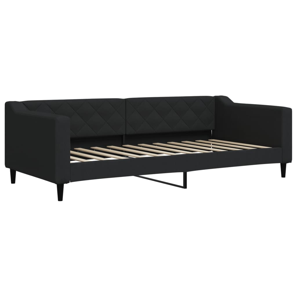 Slaapbank met onderschuifbed en lades 90x200 cm stof zwart 90 x 200 cm Zwart