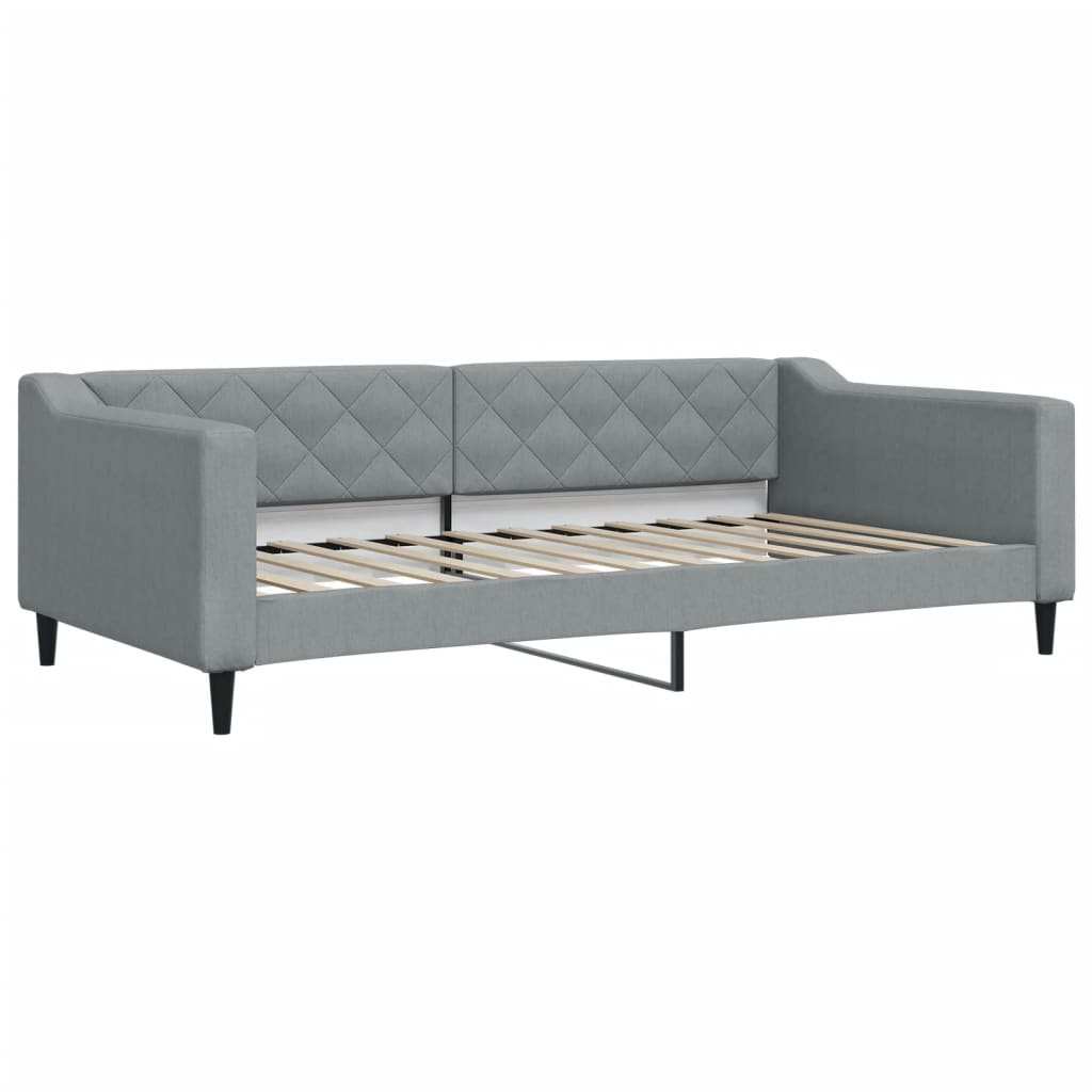 Slaapbank onderschuifbed en lades 100x200 cm stof lichtgrijs 100 x 200 cm Lichtgrijs met onderschuifbed en lade en matras