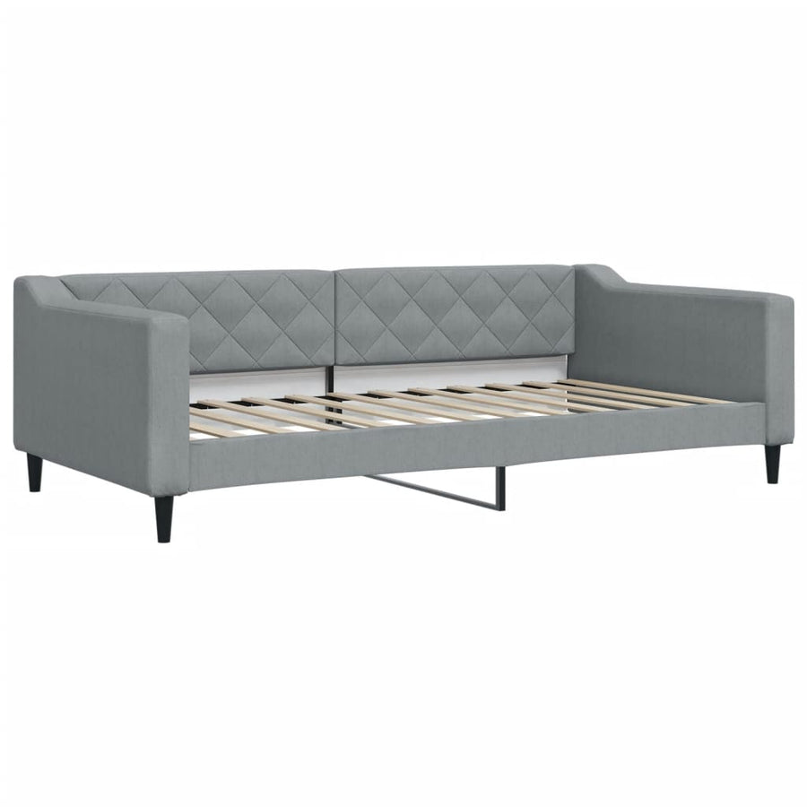 Slaapbank onderschuifbed en lades 100x200 cm stof lichtgrijs 100 x 200 cm Lichtgrijs met onderschuifbed en lade en matras
