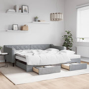 Slaapbank onderschuifbed 100x200 cm stof lichtgrijs