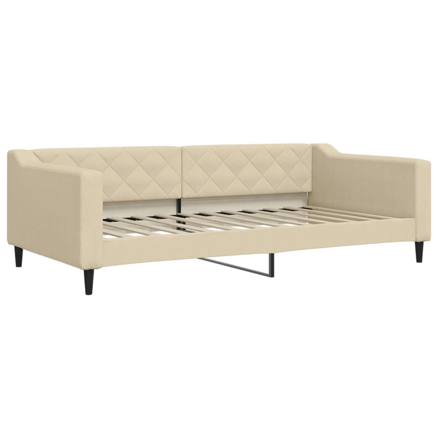 Slaapbank met onderschuifbed en lades 100x200 cm stof crème 100 x 200 cm Crème