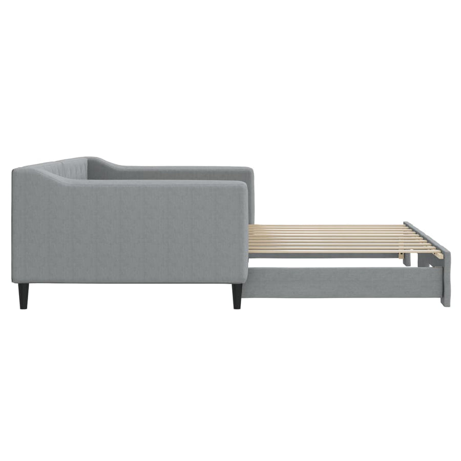 Slaapbank met onderschuifbed 100x190 cm stof lichtgrijs