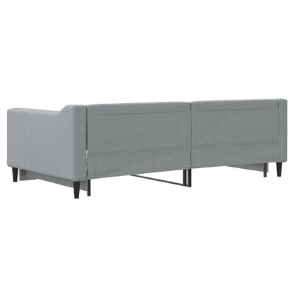 Slaapbank met onderschuifbed 100x190 cm stof lichtgrijs