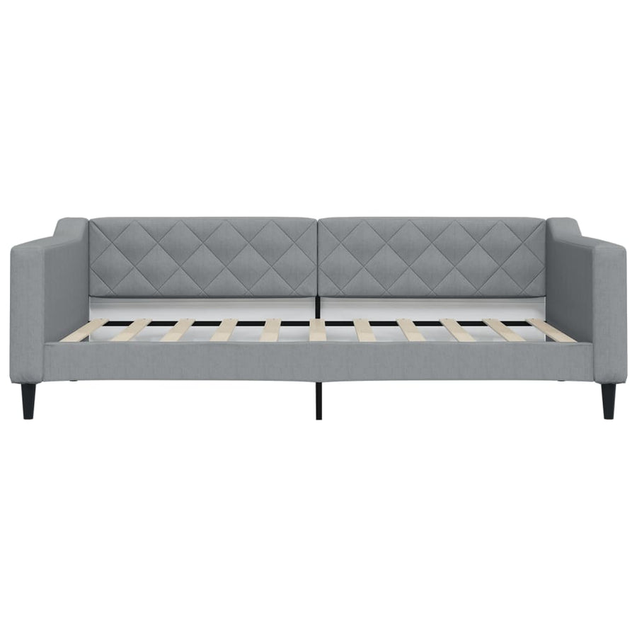 Slaapbank met onderschuifbed 100x190 cm stof lichtgrijs